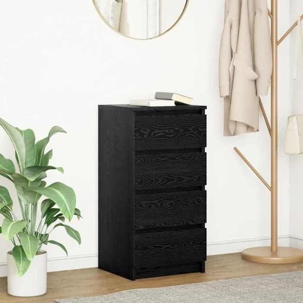 Maison Exclusive - Buffet i sort egetræ 37,5x35x76 cm i ingeniørtræ