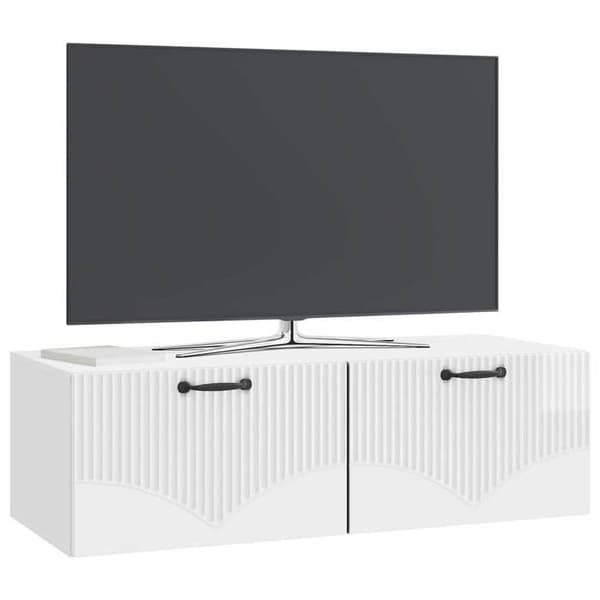 Maison Exclusive - Väggmonterad TV-möbel Väggmontering Vit glans 98 x 41 x 30 cm