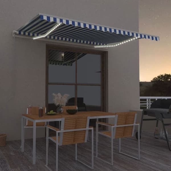 Maison Exclusive - Fällbart tak i blått och vitt 400 × 300 cm