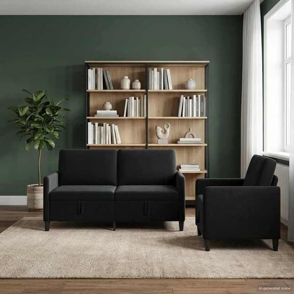 Maison Exclusive - Sohva säilytyksellä 2 kpl Musta Polyesteri