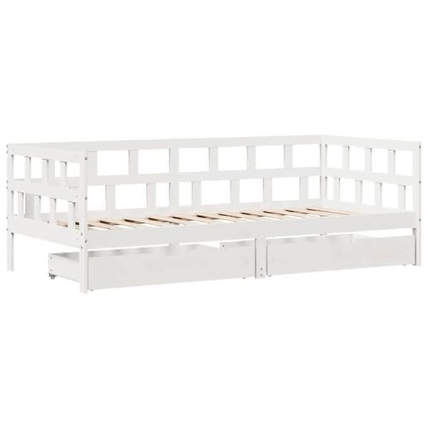 Seng i dag - EKSKLUSIV HUS - 90x190 cm - Massivt træ - 2 skuffer - Lamelseng Vit