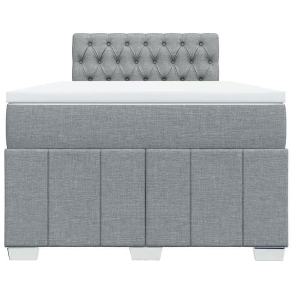 Maison Exclusive - Sengebund med lameller og lysegrå madras 120x190 cm stof