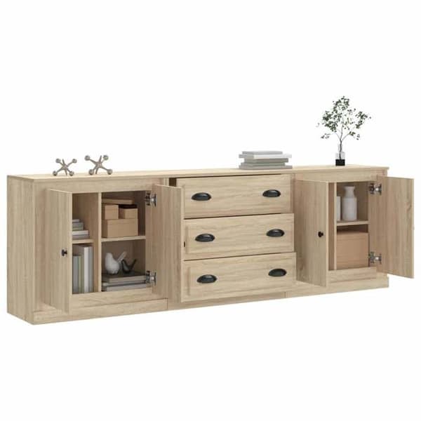 Maison Exclusive - Bufféer 3 st Sonoma ek Ingenjörsträ
