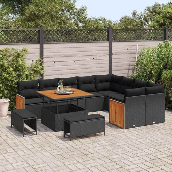 Maison Exclusive - 12 hengen puutarhakalustesarja 12 pc Musta