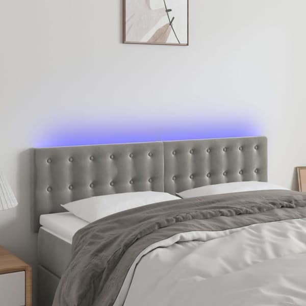 Maison Exclusive - LED Hovedgærde Lys Grå 144x5x78/88 cm Velour ljusgrått