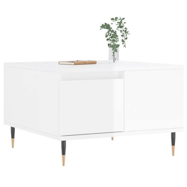Soffbord - EXKLUSIV HEM - 55x55x36,5 cm - Blank vit - Ingenjörsträ - Förvaringslåda Vit