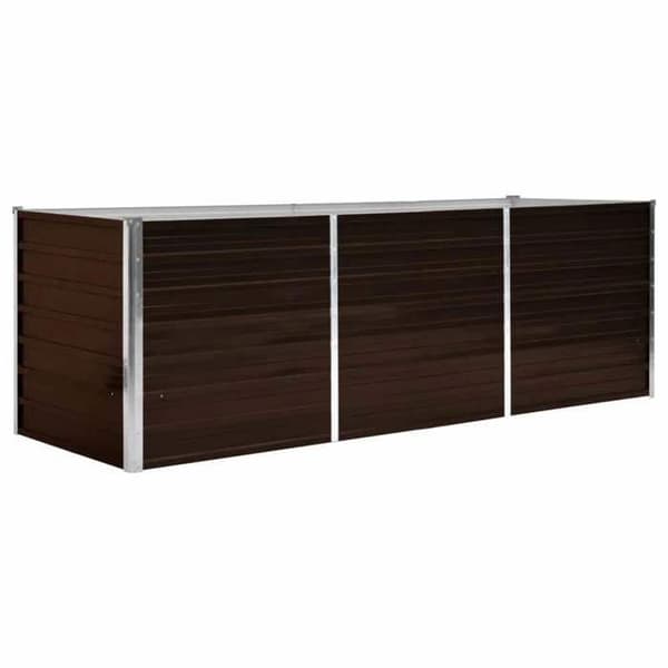 Rektangulær plantekasse - EKSKLUSIV HUS - 80x40x40 cm - Galvaniseret stål - Brun - Klar til montering brun