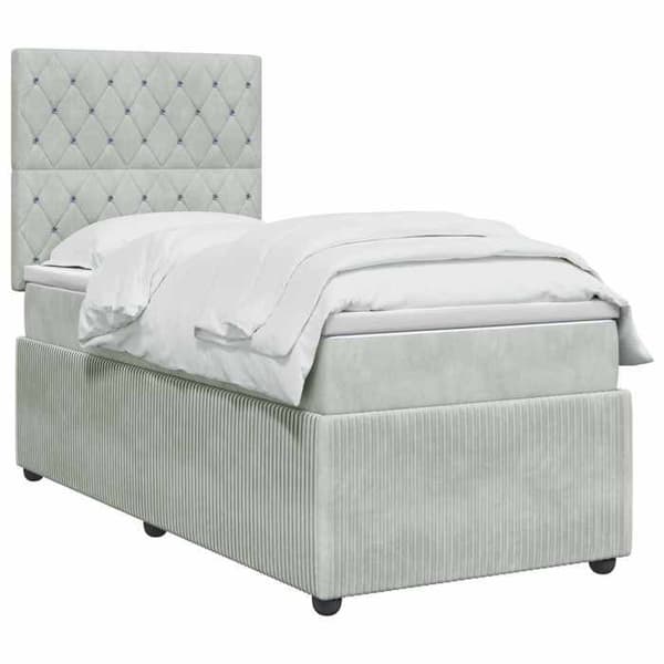 Maison Exclusive - Sängbox med madrass Ljusgrå 100 x 200 cm Sammet