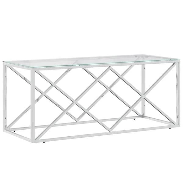 Bord - EKSKLUSIV HUS - 110×45×45 cm - Rustfrit stål - Glasplade - Rektangulær