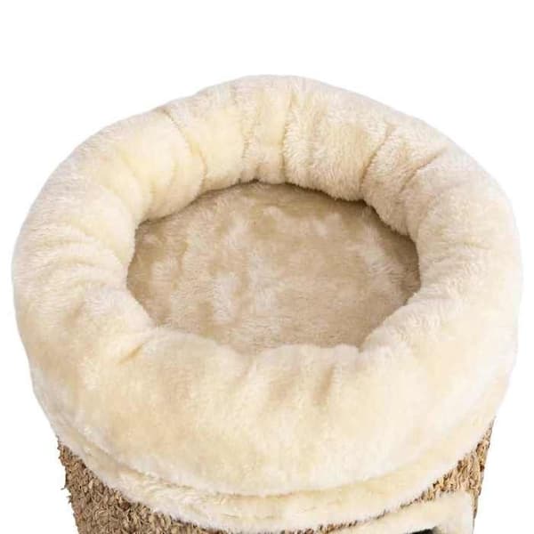 Eksklusiv hus - Hus til kat med luksus pude 33 cm Havplanter beige
