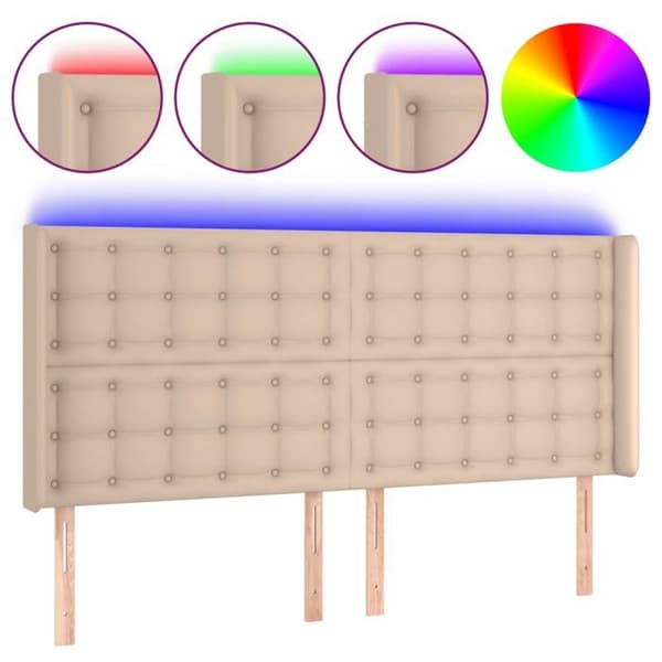 Maison Exclusive - LED Hovedgærde Cappuccino 147x16x118/128 cm Simil læder