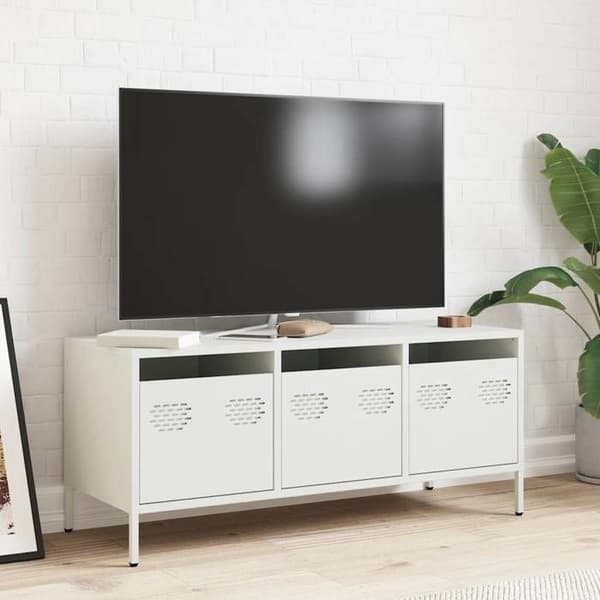 Maison Exclusive - Hvid TV-møbel 101,5x39x43,5 cm koldvalset stål Vit