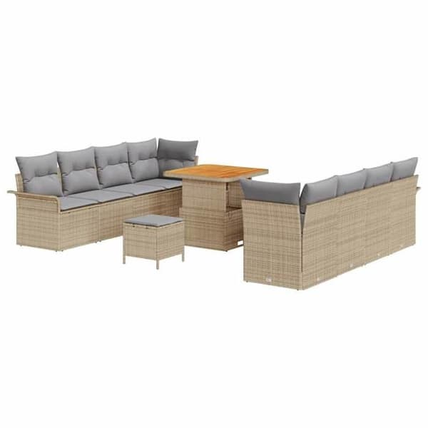 Trädgårdsmöbler - EXKLUSIVT HEM - Modulär - 11 delar - Beige - Polyrotting & stålben beige