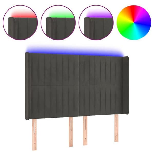 Maison Exclusive - LED-päätyharso Tummanharmaa 147x16x118/128 cm Sametti Mörkgrå