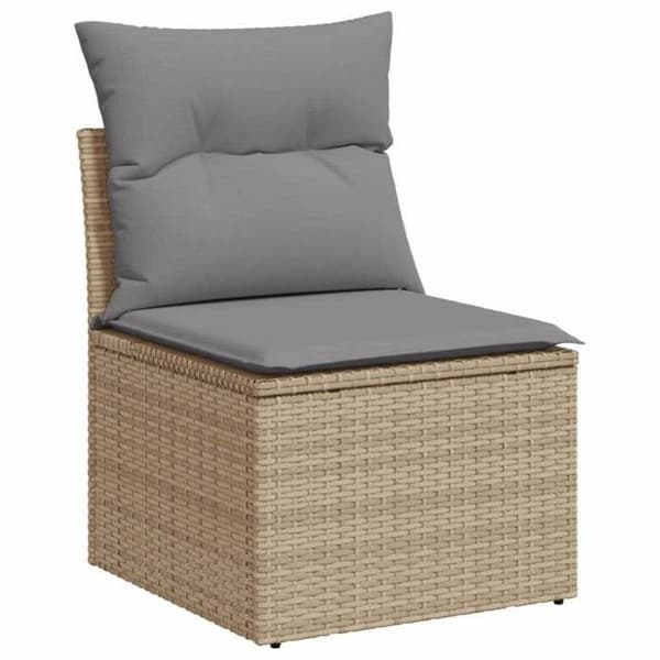 Maison Exclusive - Trädgårdsmöbler med kuddar 10 delar beige flätad resin