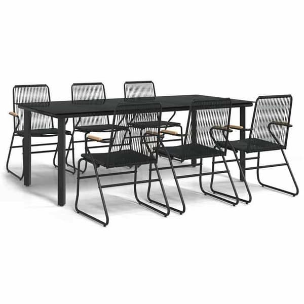 Maison Exclusive - Have spisebordssæt 7 dele Sort Rattan PVC