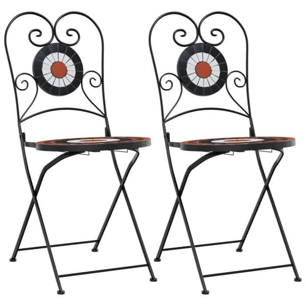 Maison Exclusive - Fällstolar, set om 2, i terrakotta och svart keramik Terrakotta och vit