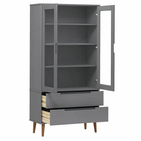 Maison Exclusive - MOLDE Harmaa vitriiniarkku 90x35x175 cm Massiivipine
