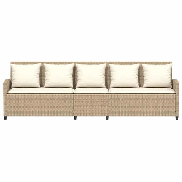 Maison Exclusive - Trädgårdsoffa med kuddar 5 platser beige flätad resin