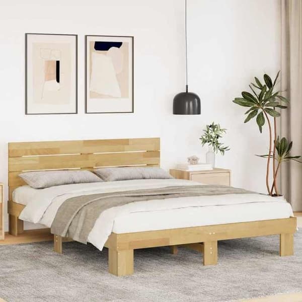 Sengestel - EKSKLUSIV HUS - 135 x 190 cm - Massivt egetræ - Inkluderet lamelbund - Opbevaring under seng