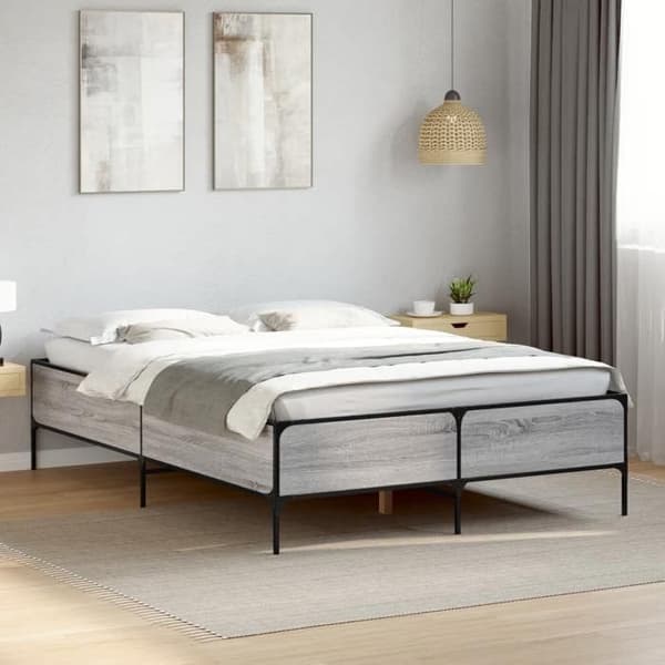 Maison Exclusive - Sengestel uden madras sonoma grå 150x200 cm Sonoma grå
