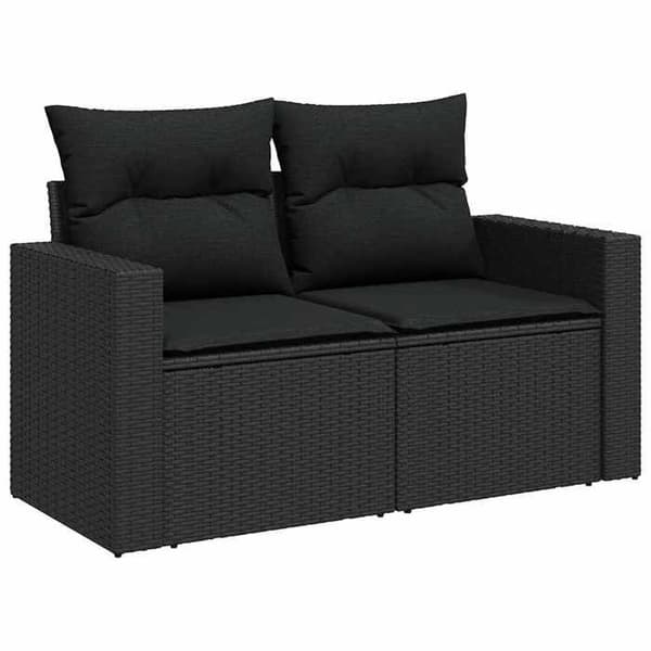 Maison Exclusive - Trädgårdsmöbler 9 delar med svarta kuddar i flätad plast