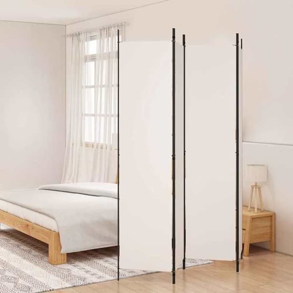 Maison Exclusive - Avskiljande vägg 4 paneler Vit 200x220 cm Tyg