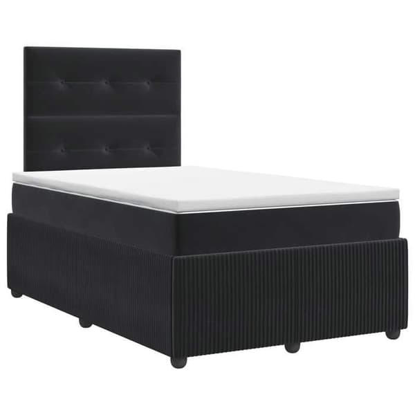 Sengestel med madras - EKSKLUSIV HUS - Boxspring - Sort velour - 120 x 190 cm - Justerbar hovedgærde Svart