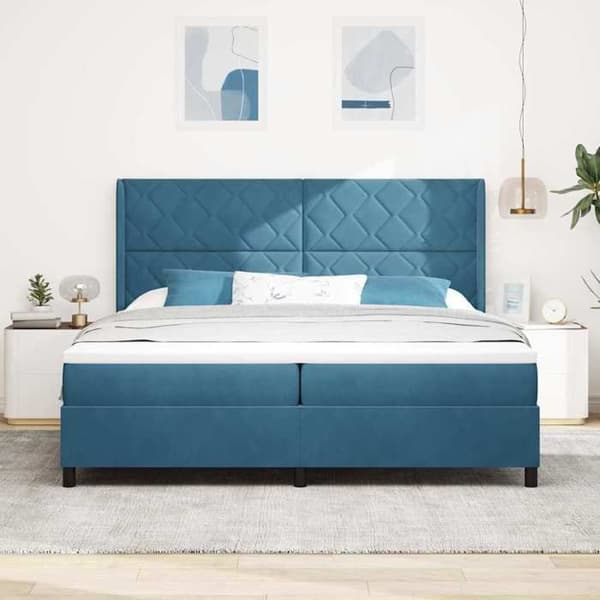 Maison Exclusive - Jousipatja sinisellä päädyllä 200 x 200 cm samettia Blå