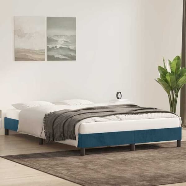 Maison Exclusive - Sängram utan madrass mörkblå 160x220 cm sammet