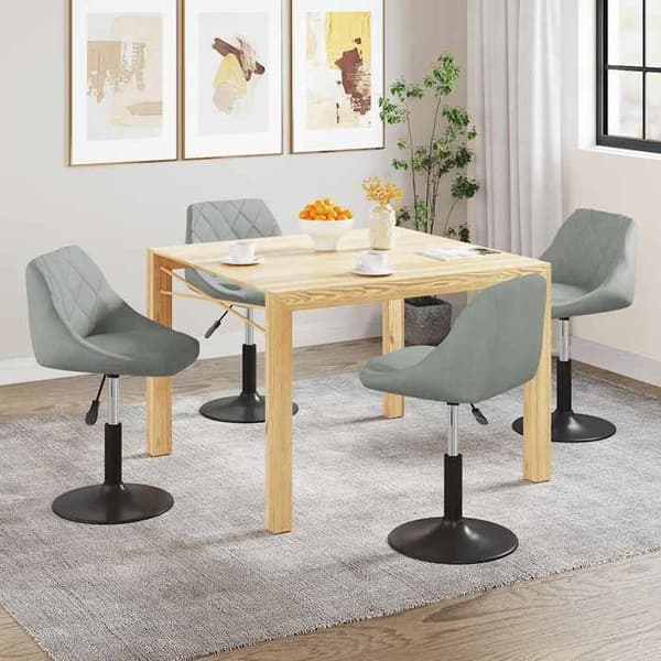 Maison Exclusive - Matstolar med svängbar funktion, set om 4, ljusgrå sammet