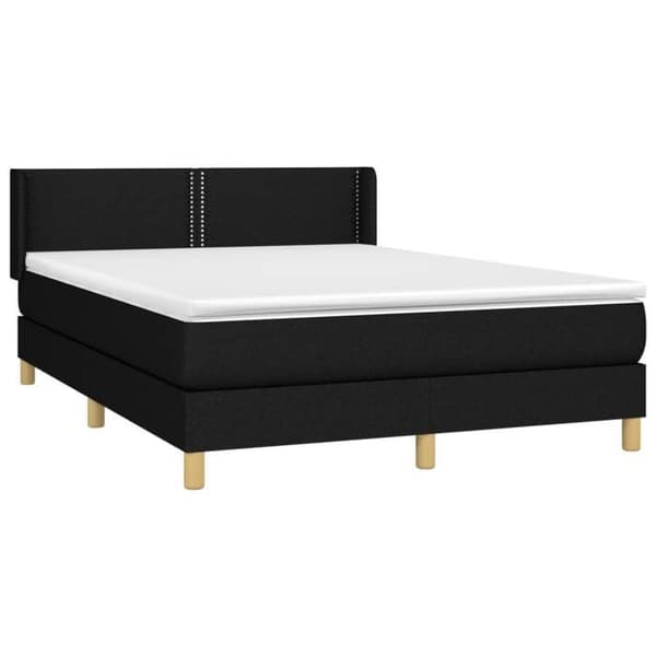 Maison Exclusive - Sengebund med lameller og madras Sort 140x190 cm Stof