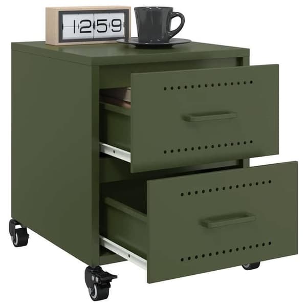Maison Exclusive - Sängbord 2 st olivgrön 36x39x43,5 cm stål