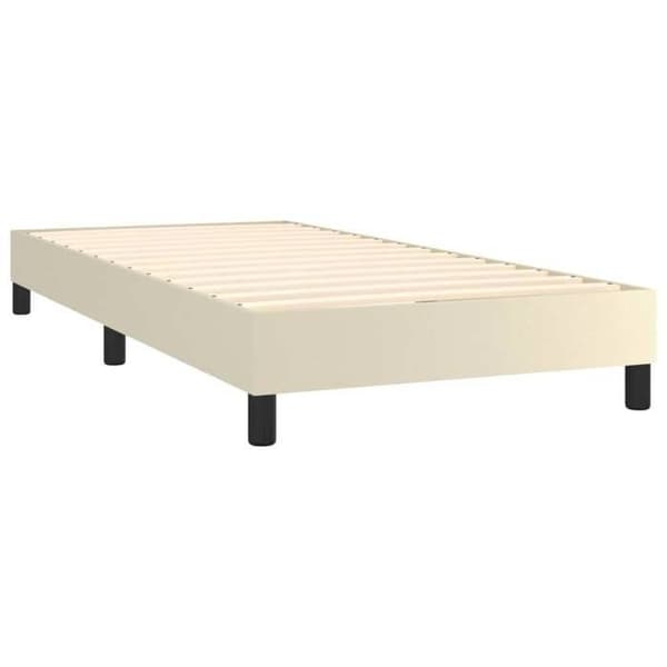 Maison Exclusive - Sengebund med lameller og madras Creme 80x200 cm Simil læder