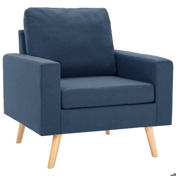 Stol - EKSKLUSIV HUS - Blå stof - 100% polyester - Massivt træ - 1 plads Blå