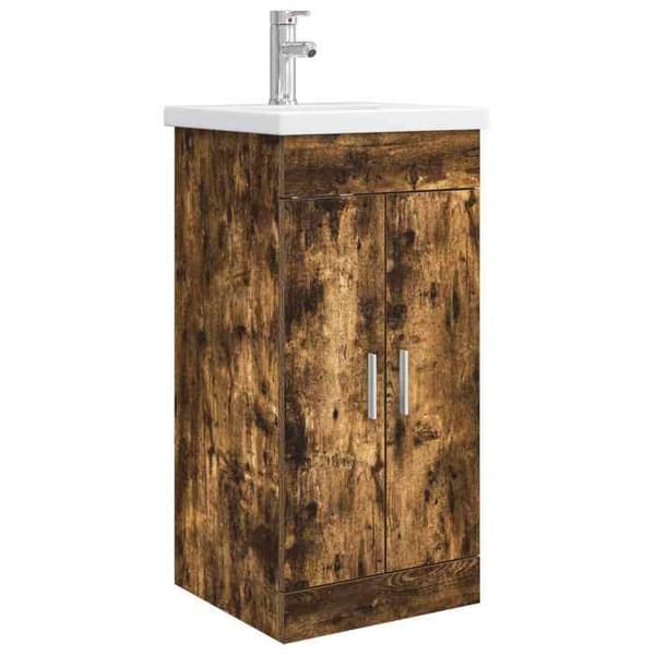 Maison Exclusive - Badeværelsesmøbel med vask Røget eg 42 x 40 x 84,5 cm