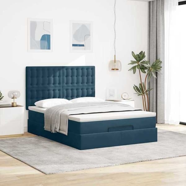 Sängsoffa - Maison Exclusive - Mörkblå sammet - 140x190 cm - Hydraulisk förvaring Mörkblå
