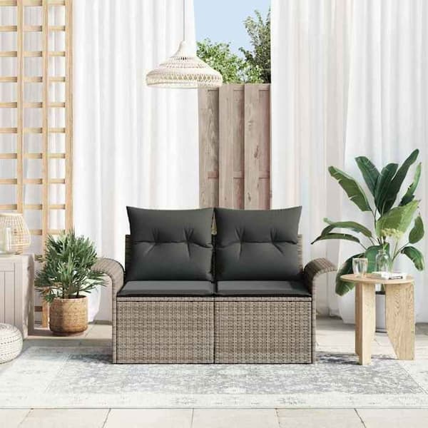 Trädgårdsoffan - EXKLUSIVT HUS - 141x62x69 cm - Grå - Polyrotting - Kudde ingår Grå