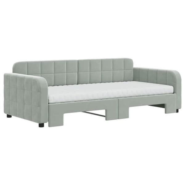 Maison Exclusive - Dagbädd med utdragssäng och ljusgrå madrass 90x190cm sammet