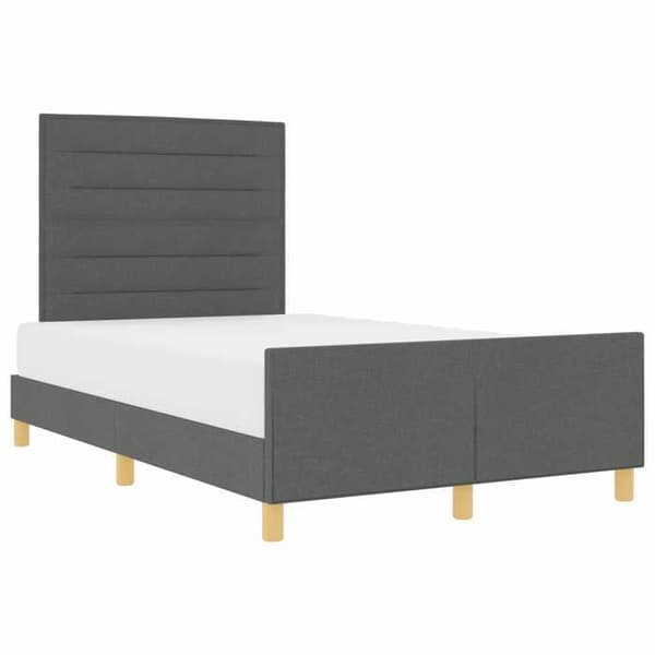 Sängram - EXKLUSIV HEM - 120 x 190 cm - Huvudgavel ingår - Mörkgrå sammet - Lattsäng Mörkgrå