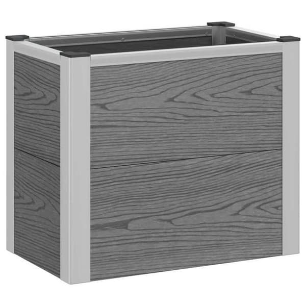 Höjd planteringslåda - EXKLUSIV HEM - 50 x 30 x 42 cm - WPC & aluminium - Grå - Väderbeständig Grå