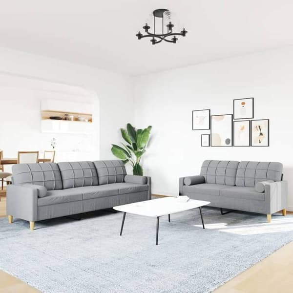 Maison Exclusive - Sæt af 2 sofaer med lysegrå dekorative puder i stof