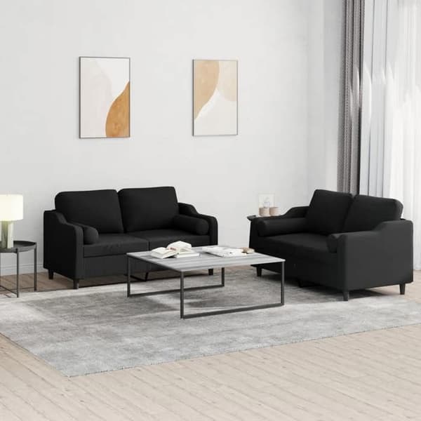 Maison Exclusive - 2 kpl sohvasetti mustilla kankaalla tyynyillä