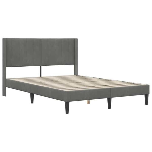 Maison Exclusive - Sängram med huvudgavel Mörkgrå 153 x 203 cm Sammet