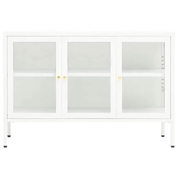Maison Exclusive - Buffet Hvid 105x35x70 cm Stål og glas