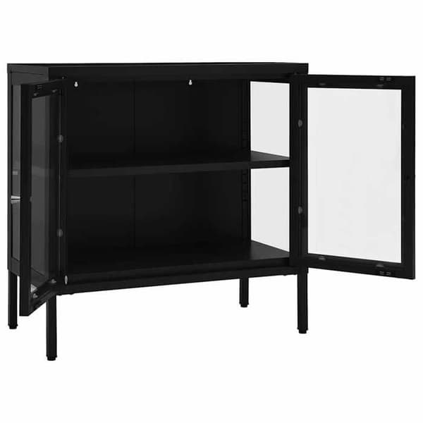 Maison Exclusive - Buffé Svart 70x35x70 cm Stål och glas
