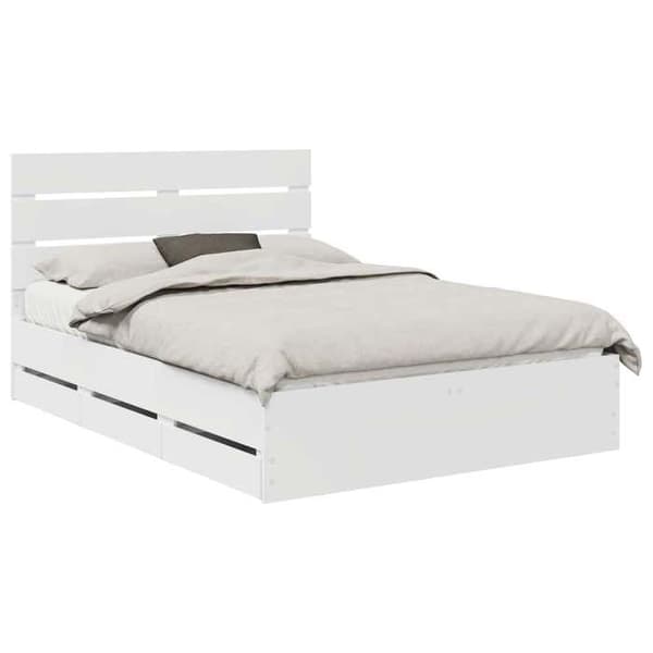 Maison Exclusive - Sängram med låda Vit 160 x 200 cm Ingenjörsträ Vit