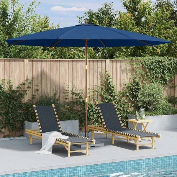 Maison Exclusive - Udendørs parasol med træstang 350 cm Blå