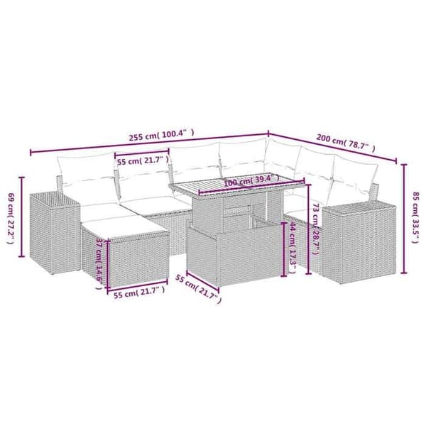 Maison Exclusive - Trädgårdsmöbler 8 delar med svarta kuddar i flätad resin