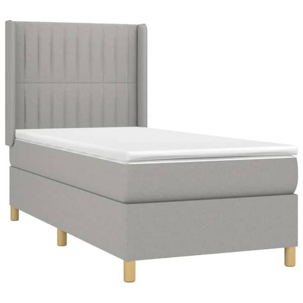Maison Exclusive - Seng med lameller og madras Grå lys 100x200cm Stof